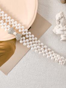 1 Stück Elastischer Perlen-Strass-Kristall Taillengürtel für Damen, modischer und vielseitiger Gürtel für Herzausschnitt-Kleider, elastisches Band für Hochzeiten, Braut-Glitzer, Brautjungfern-Outfits, Mädchen-Accessoires Sommer, Schule Herbst, Herbst, Halloween