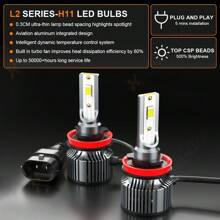 XWQHJW 2pcs Car Headlight H4 H7 LED Bulb H11 9005 HB3 9006 HB4  9007 Led Lights 20000LM 12V