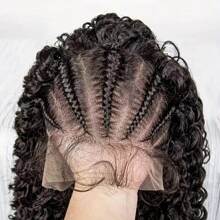 Pelucas con encaje frontal de pelo humano rizado tipo bob, listas para usar, para mujeres, con línea de cabello natural preplucada, trenzadas, ondas de agua, con densidad del 180%