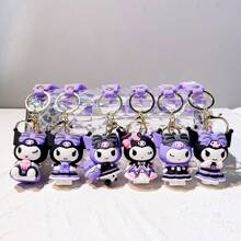 Sanrio 2 piezas Llavero de Kuromi de Sanrio oficial en forma de negro y morado, para decorar el coche, la bolsa, accesorios de anime