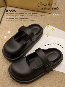 Women's Black Hollow Out Slip-On Sandals, Beach Shoes, Outdoor Slippers, Soft & Comfortable EVA Material, Anti-Slip & Platform - Black - View 3