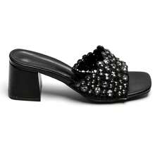 Summer Fashion Versatile Rhinestone Decor High Heel Sandals - Black - View 3