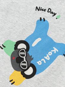 Balabala Bộ áo phông và quần short nhanh khô cho bé trai, trang phục hai mảnh thời trang - màu đen - View 3