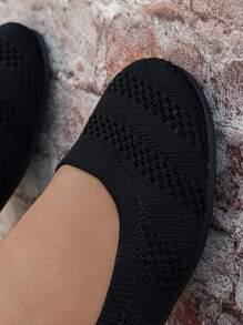 Giày đế bằng mũi tròn cho nữ, Dép đan, Giày ba lê thoáng khí cỡ lớn, Giày đế bằng cổ thấp thoải mái cho nữ mùa hè, Giày mẹ, Giày nữ mùa xuân đa năng, Phong cách Boho màu đen, trắng, xanh ô liu, be, xanh da trời, xanh nhạt, kaki, nâu nhạt, xanh navy, vàng, cho mùa xuân và mùa thu - màu đen - Xem 7