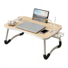 Foldable Laptop Stand Lap Desk  | Portable Laptop Stand For Desk, Bed & Couch | Lap Desk With Cup Holder & Tablet Slot, Side Drawer | Ideal For Home & Office