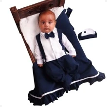 Kit Saída De Maternidade Menino Suspensório Azul Marinho