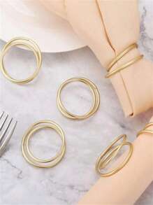 24/12/8/6/3/1 Pcs Gold Zinc Alloy Napkin Rings, Creative Open Napkin Rings For Restaurant, Hotel Dining Table Decor, Metal Spiral Napkin Holder, Adding Quality Touch To Your Dining Table - Multicolor - View 6