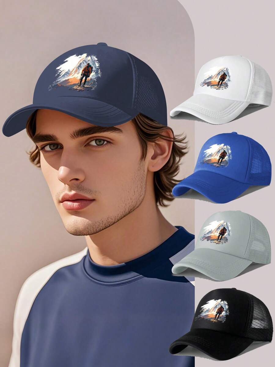 1 件装新款透气网眼棒球帽，舒适户外运动百搭休闲可调节帽子，男女皆宜 - 款式 - 查看 1