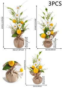 1PC/3PCS Artificial Lemon Tree Mini Potted Plant Fake Lemon Fruit For Dining Table Fireplace Restaurant Kitchen Bathroom Office Home Spring And Summer Decoration