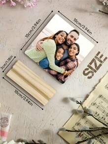 Customization 2pcs Custom Crystal Photo Signage With 1pc 10*10cm/3.94*3.94in Acrylic Plate And 1pc Wooden Base, Suitable For Friends, Family And Wedding Photo Frame, Recommend Anniversaries, Holidays And Souvenir Gifts Multi-Functional Desktop Display