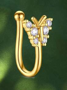 CIZME Fake Nose Ring Multi-Style Nose Rings Butterfly Heart Star Flower CZ African Nose Cuffs Golden/Silvery Golden Faux Septum Nose Rings Clip On Nose Jewelry For Woman Non Pierced Jewelry - Fake Nose Ring - View 33