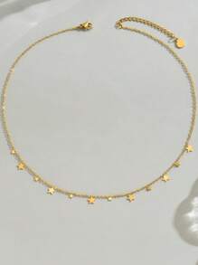 LIEBEIRIS 1 pieza Collar con colgante múltiple de estrella chapado en oro de 18K, acero inoxidable para uso diario y regalo de damas