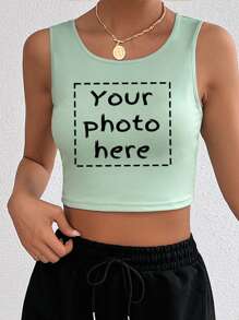 定制运动个性化礼品、定制女士短背心、添加图像（自拍/图案/家庭照片/朋友/标志等）