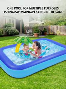 Piscina inflable, piscina rectangular, piscina redonda reforzada de doble capa, para juegos acuáticos en el patio trasero de la casa, jardín, exterior, interior, playa, interacción familiar, celebración de fiestas, apta para mayores de 3 años, regalo de cumpleaños