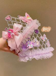 1/2pcs Girls Colorful Crown Headdress