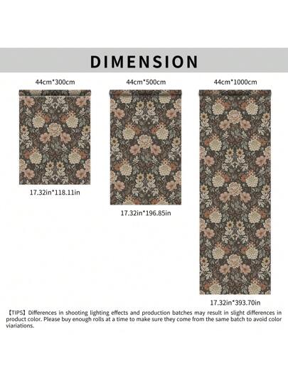Roll Elegante Vintage Bohemian Peel Stick Wallpaper Brown/White Background Bloemen Pattern, Waterproof, Moisture Proof, Removable, Easy To Install, Home Wand Sticker, Kitchen, Bedroom, Living Room, Cabinet, Wardrobe, Tafel Furniture Refurbishment, 44*300/500/1000cm Size view 9