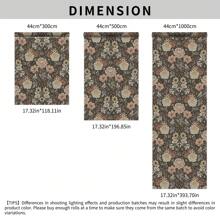 1 卷优雅复古波西米亚风格即撕即贴壁纸 - 棕色/白色背景花卉图案，防水、防潮、可移除、易于安装，家居装饰墙贴，适用于厨房、卧室、客厅、橱柜、衣柜、桌子家具翻新，尺寸 44*300/500/1000 厘米 - 彩色 - 查看 10