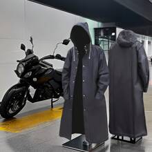 Unisex Zwarte EVA Waterdichte Regenjas, Lange Regenjas met Capuchon voor Motorfiets, Fietsen, Wandelen, Vissen - Outdooruitrusting Zonder Zakken