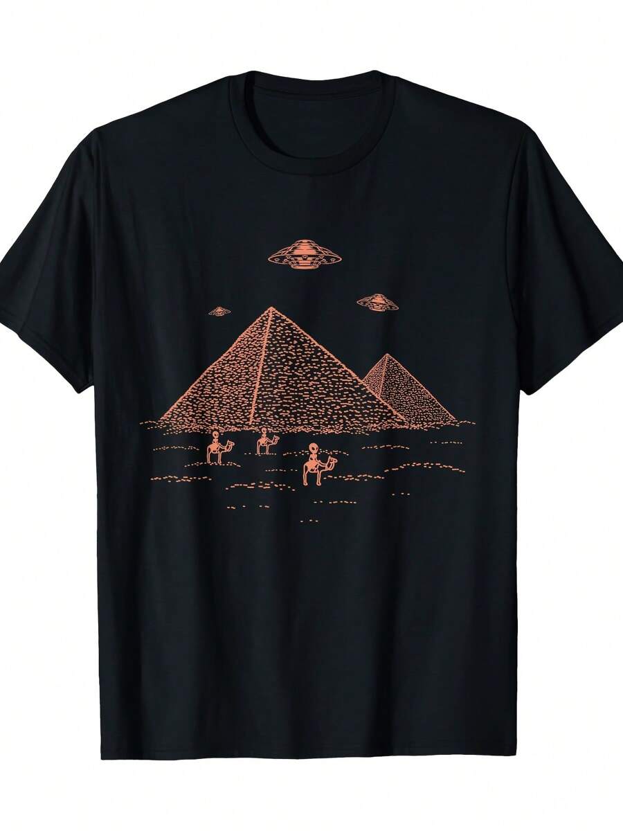 [Alien Believer 100% Cotton T-Shirt] Alien Believer Saucer Cryptid Lover Extraterrestrial Beings.100% CottonT-Shirt - 黑色 - 查看 1