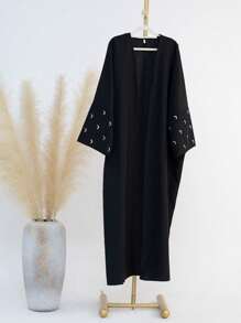 1 件女士时尚优雅月亮刺绣长袍，简洁大方，适合日常穿着，春夏秋季，端庄长袍 - 阿巴雅 - 查看 17