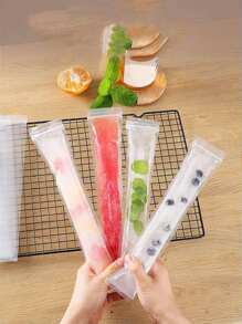 50pcs/100pcs/200pcs Transparent Disposable Ice Popsicle Bags, Household Ice Pop Molds, Sealed, Resistant To Low Temperature, For Juice, Cola, Fruit, Freezing Back To School - Multicolor - View 6