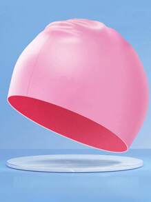 Solid Color Stretchy Silicone Swim Cap, Unisex Adults Waterproof Ear Protection Non-Slip Swimming Cap, Beach Essentials, Beach Accessories, Pool Float - Multicolor - View 37