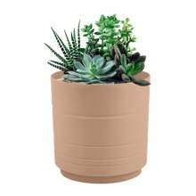 Maceta Plástico Moderna Tipo Cerámica 5.6 L Decoración Jardín - Beis - Ver 1