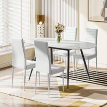4 White Horizontal Chairs