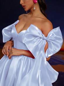 Anymoon New Fashion Elegant Bowknot Decor Ball Gown Dress Suitable For Formal Dances, Graduations, Homecomings, Parties, And Events, Party Dress, Prom Dress - Blue - View 7