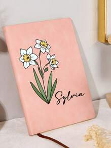 1pc Personalized Notebook, Customizable Notebook With Birthday Flowers And Name, Customized A5 Journal With Personal Name And Flowers, 5.8"X8.3" 100 Sheets 200 Pages,Back To School,School Supplies,Multi-Functional,Ornamental,Reusable,Modern,Colorful,Cute,Vintage,Cartoon,Kawaii,Custom,Personalized,Unique,Customized,Workers,Clients,Students,For Business/Work/Office,For School,Office Decor - Multicolor - View 3