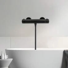 InSyoForeverEC Miscelatore termostatico per doccia, rubinetto miscelatore termostatico per doccia in ottone con pulsante di sicurezza 38°C per doccia, bagno, nero