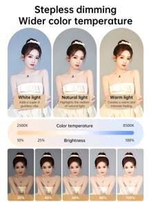 YM200 手持式环形灯，适用于手机摄影 - 2000K-8500K 色温和 CRI96+，亮度可调，便携式自拍灯，适合自拍和直播，便携式灯