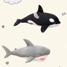 1pc Cartoon Orca Plush Doll, Shark Plush Doll, Giant White Shark Throw Pillow, Marine Life Shark Orca Stuffed Animal, Sleeping Pillow, Security Blanket, Birthday/Mother's Day Gift