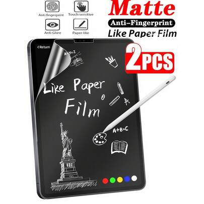 2片装磨砂防指纹防眩光感光类纸屏幕保护膜，适用于三星Galaxy/MatePad/荣耀/Pad 13/10.9英寸Pro Air 2025 2024 11英寸，办公绘图纸般柔软的薄膜，非玻璃材质，生日礼物，送给家人朋友，平板电脑配件，防水防摔防刮全覆盖