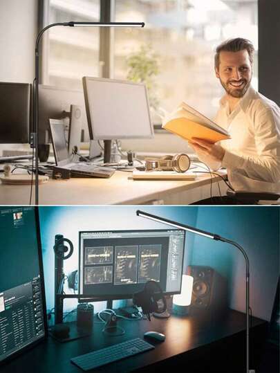 LED Vloer Lamp Adjustable Temperature Dimmable Brightness Moderne Lamps, USB Height Gooseneck St ing Work Verlichting Reading, Office, Living Room, Bedroom, Eyelash Extensions, Facial Spa, Salon Makeup view 6