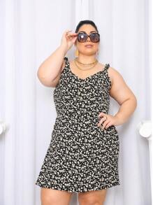 Women's Plus Size Jumpsuit Short Skirt With Printed Lining Summer - 顏色 25 - 查看 10