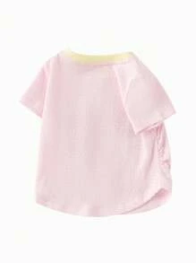 Balabala Áo thun cotton dễ thương cho bé gái, thoáng khí và đáng yêu. - trắng đỏ - Xem 6