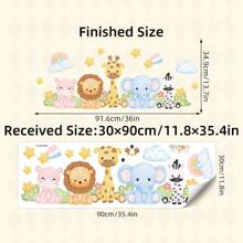 BRUP 1/2 件 PVC 水彩可爱大象长颈鹿叶子图案可爱森林动物墙贴，防水，可移除贴花适用于卧室、育儿室和游戏室墙壁装饰和家庭美学礼物生日毕业房间装饰家居装饰浴室装饰卧室装饰房间装饰用品客厅装饰家居装饰客厅墙壁艺术墙纸个性化贴纸 - 彩色 - 查看 8