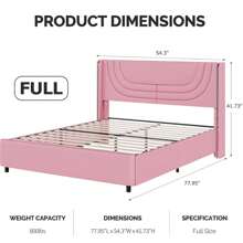 Modern LED Upholstered Bed Frame With Silver Wingback Headboard – Soft PU Leather, Platform Design, Easy Assembly, Twin Bed Frame / Full Bed Frame/ Queen Bed Frame / Twin /Full / Queen Size Bed Frame, Black/Pink/Beige (USB LED Strip) - 粉色 - 查看 8