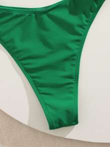 New Summer Sexy One-Piece Bikini, Bodycon Wrap-Around Neck Backless Design, Figure-Flattering For Holiday - Green - View 5