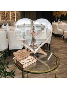 1set Wedding Guestbook Wooden Heart-Shaped Wooden Blessings Decoration Message Board DIY Creative Guest Check-In Book Suitable For Weddings Home Decor Birthdays Bachelor Parties And Graduation Parties