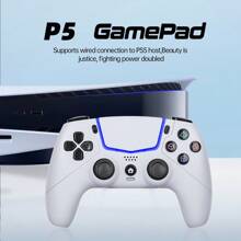1 pieza Control de juego con cable compatible con consola y PC, motor de vibración dual, compatible con auriculares y micrófono, opciones de color negro y blanco, con función de pantalla táctil - forma - Ver 4