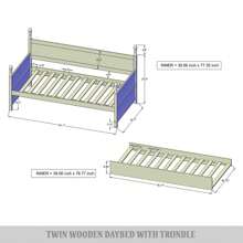 Mid-Century Expandable Twin Size Wooden Daybed With Trundle, Light Oak