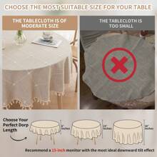 Solid Color Linen-Feel Waterproof Tablecloth, Wrinkle-Resistant, Khaki, Practical For Family Dining, Outdoor Use