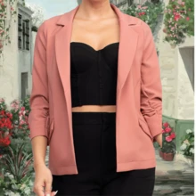 BLAZERLisoCasualPoliésterBotónBLAZERTODO - Rosa - Ver 4