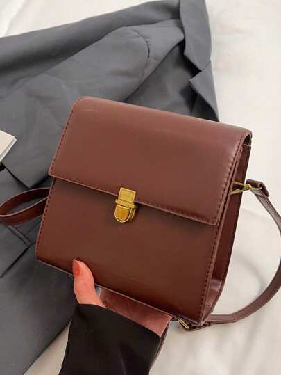 1pc Ladies' Shoulder Bag Crossbody Bag Solid Color Clear Color Hardware Flip PU Waterproof, , Versatile, Fashionable, Exquisite And Portable Suitable For Students' Work, Commuting, Dating Ladies' Crossbody Bag