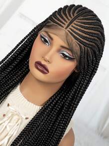 M MALAIKA Braided Wigs For Women Full Lace Cornrow Box Braided Wig Loc Wig Synthetic Lace Front Braided Wigs With Handmade Faux Locs Wig - màu đen - Xem 6