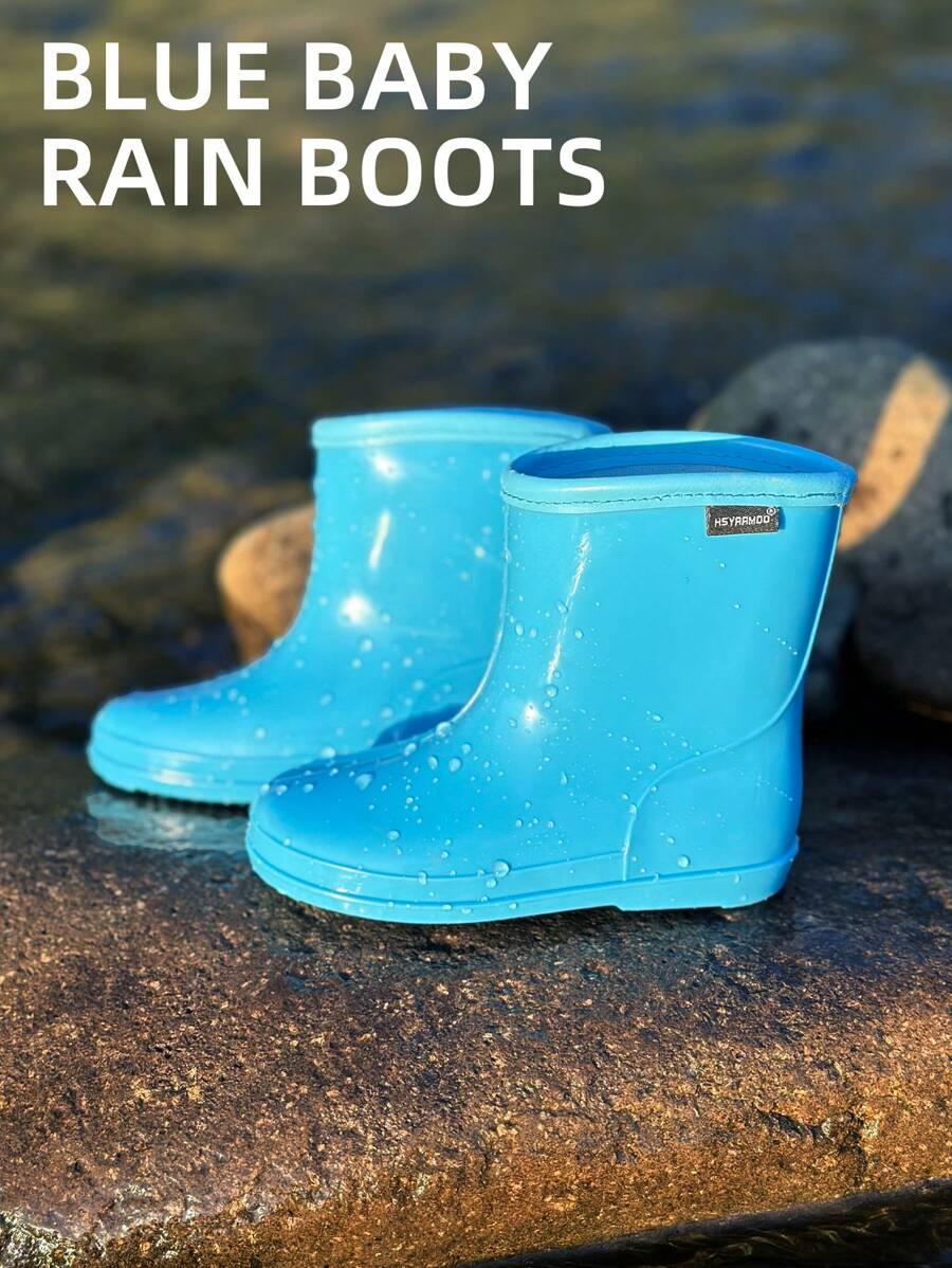 Solid Color Rain Boots For Active Boys,Keep Your Little Explorer Dry In Style,Supportive,Flexible,Mudproof. - Blue - View 1