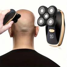 男士电动剃须刀 电动剃须刀 LED 显示屏 - 男士无绳充电式光头剃须刀，五刀片电动剃须刀