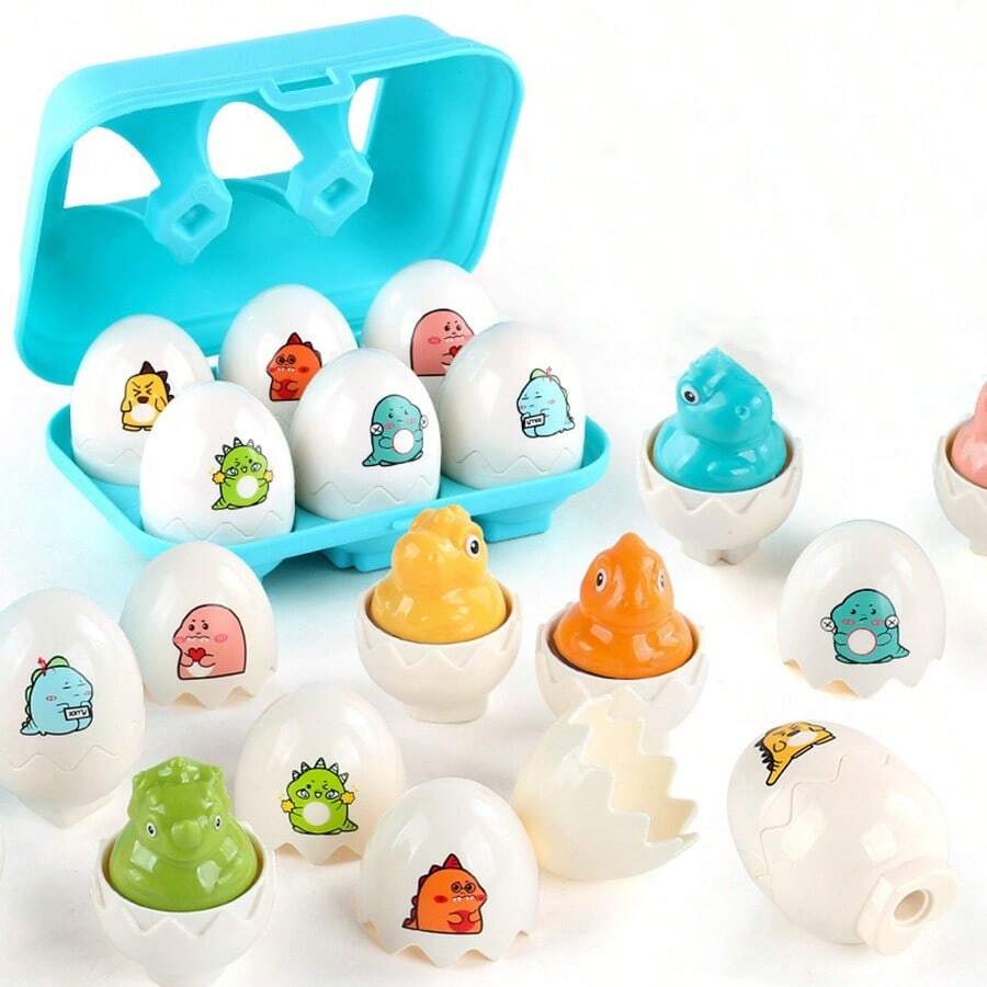 复活节彩蛋礼品和孵化恐龙蛋，蒙特梭利早期学习分类和匹配玩具，适合男孩女孩复活节篮子填充礼物派对礼品（随机包装部分）教育配对游戏